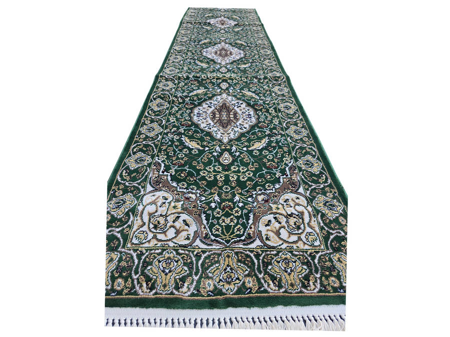 Beautiful Kashan Style 8 Meter Green Runner 800 x 80 CM