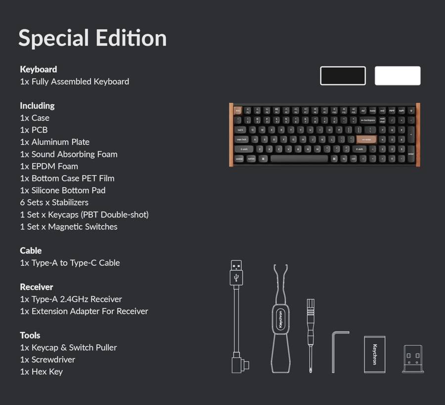 Keychron K4 HE 96% Magnetic Switch Hot-Swap RGB Wireless Keyboard &#x2013; White (Wood + Aluminium)