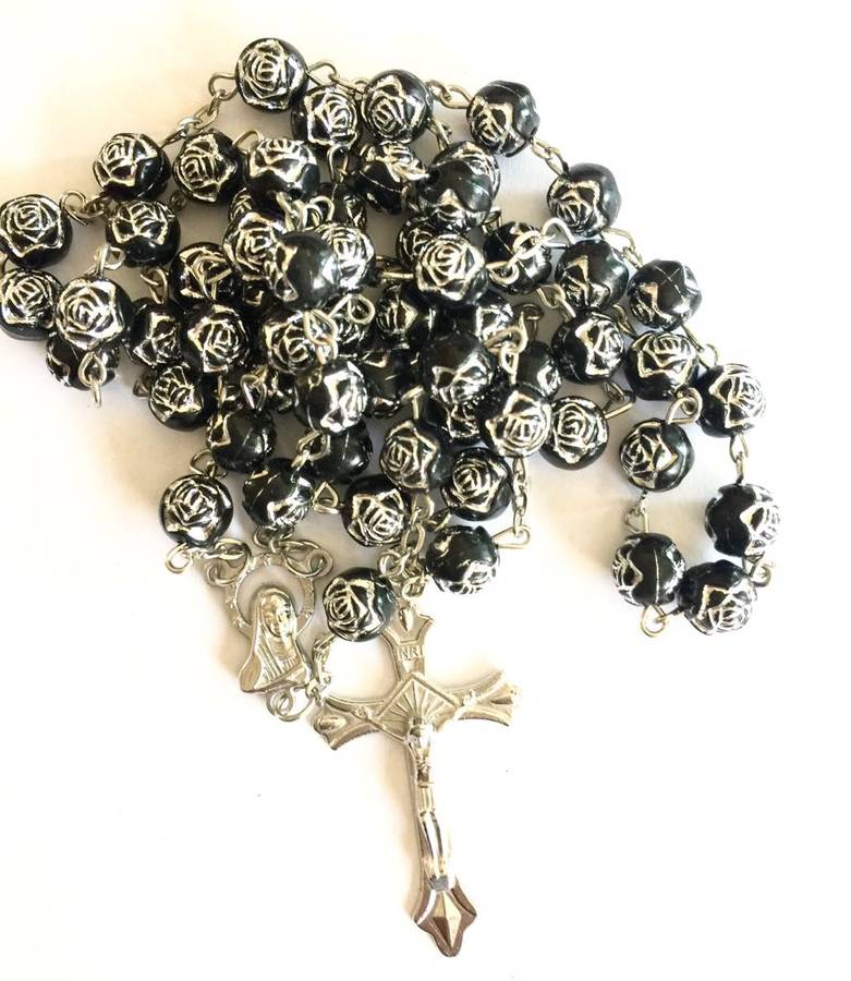 Catholic Black Rosebead Rosary