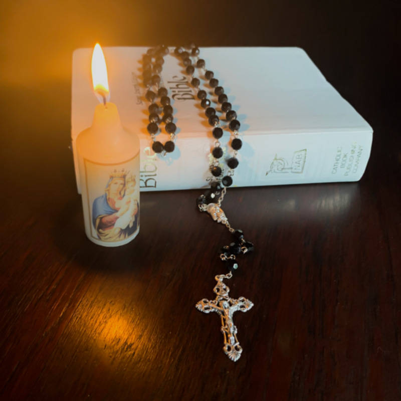 Black Faceted Chrystal Rosary