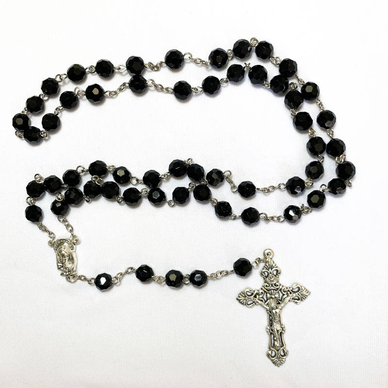 Black Faceted Chrystal Rosary
