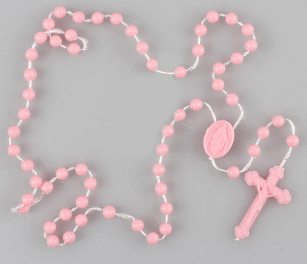 Pink Plastic Cord Rosary