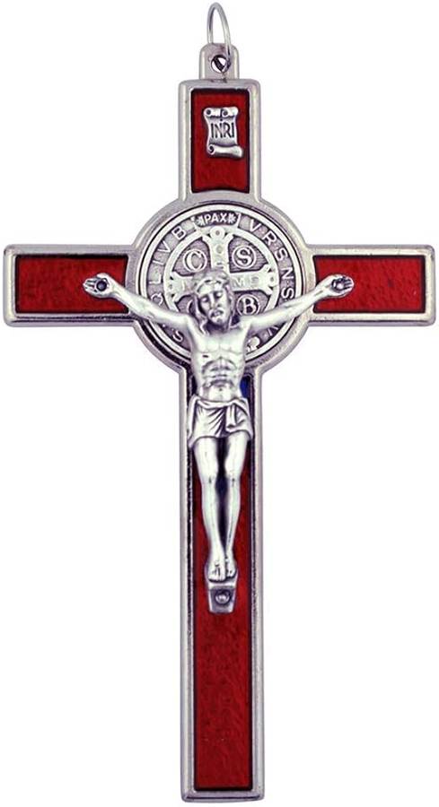 10.5cm St Benedict Crucifix - Red Translucent inlay