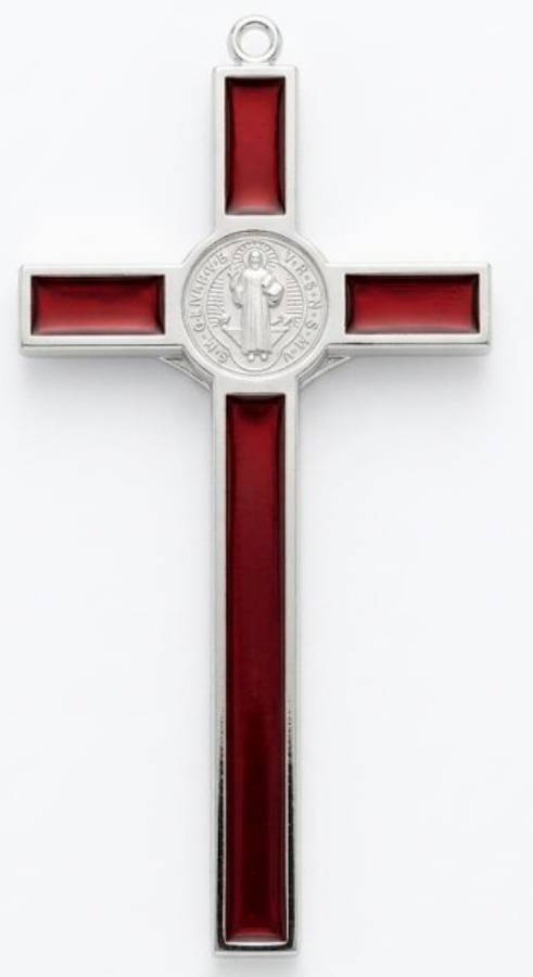 10.5cm St Benedict Crucifix - Red Translucent inlay