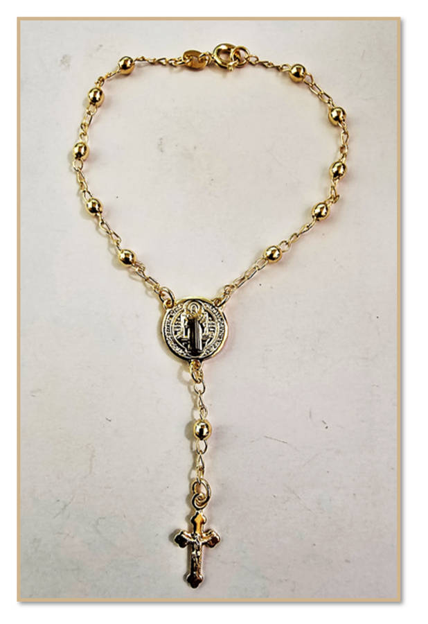18kt Gold Filled St Benedict Rosary Bracelet