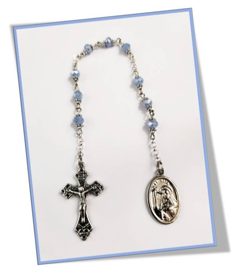 Chaplet of St Rita - Blue Glass crystal (PATRON abuse, loneliness, sterility, difficult marriages...