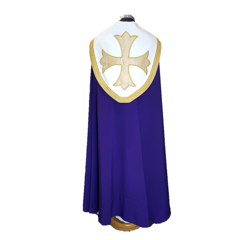 Purple Cope with White Panels - Gold Cross