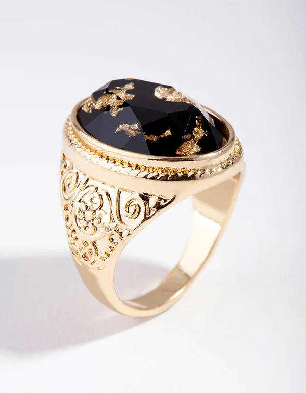 Pectoral Ring - Gold Leaf embedded into Stone