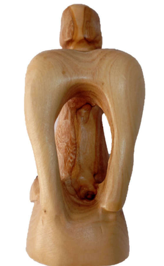 10cm Olivewood Long Winged Angel with split in skirt - Holy Land Import