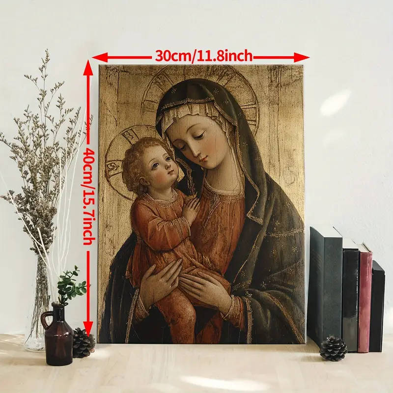 Madonna & Child Canvas Block Mounted - 40cm x 30cm