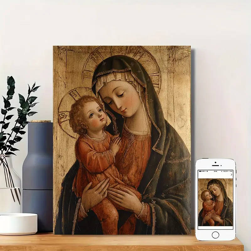 Madonna & Child Canvas Block Mounted - 40cm x 30cm