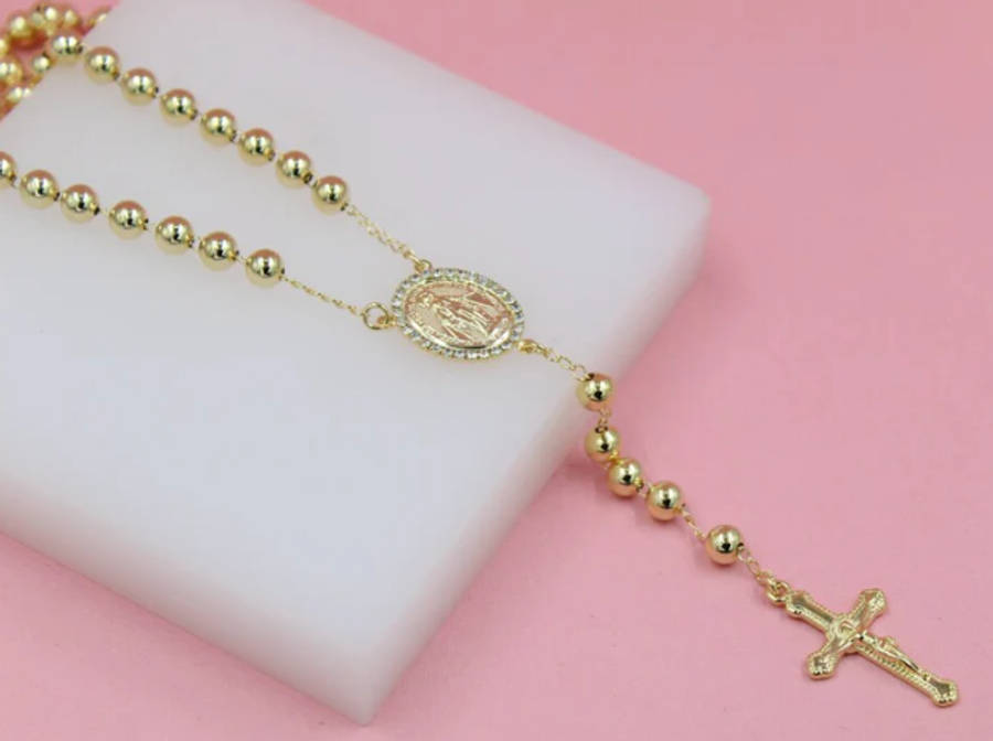 18kt Gold Filled Rosary with Miraculous Medal Centre