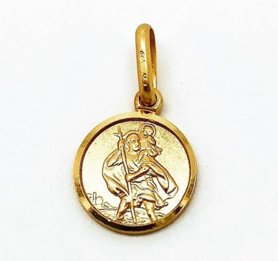 9ct Yellow Gold 14mm St Christopher Gold Pendant
