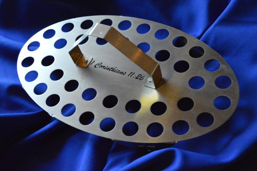40 Hole Stainless Steel Communion Tray - 1 Corinthians 11:26 - includes glasses