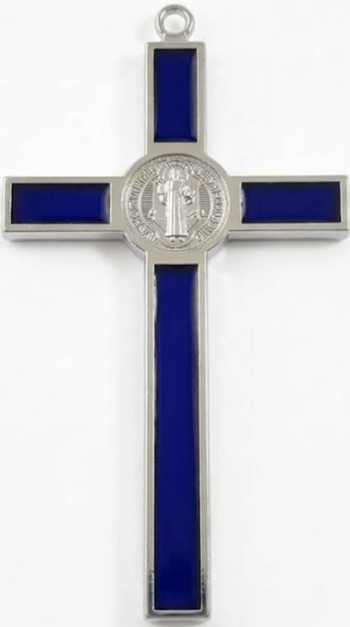 10.5cm St Benedict Crucifix - Royal Blue Inlay