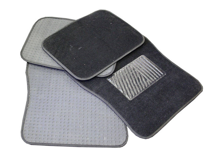 Universal Black Car Mats with Rubber Center