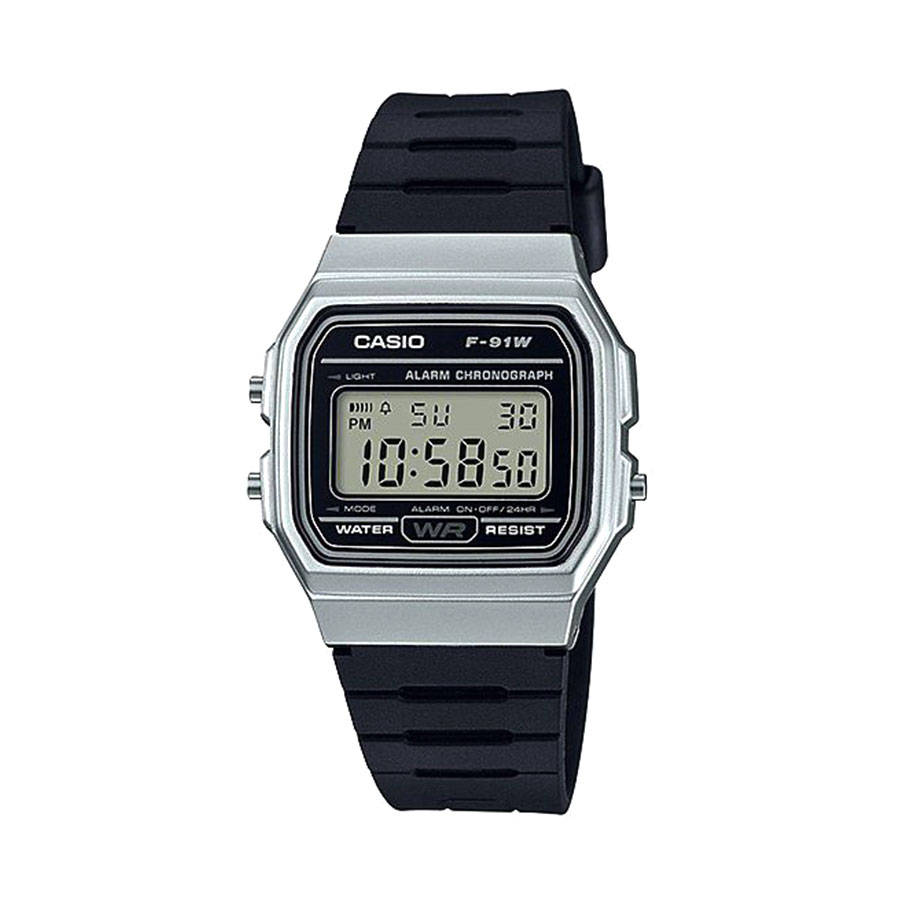Casio Men's F-91WM-7ADF Digital Watch - Black and Silver