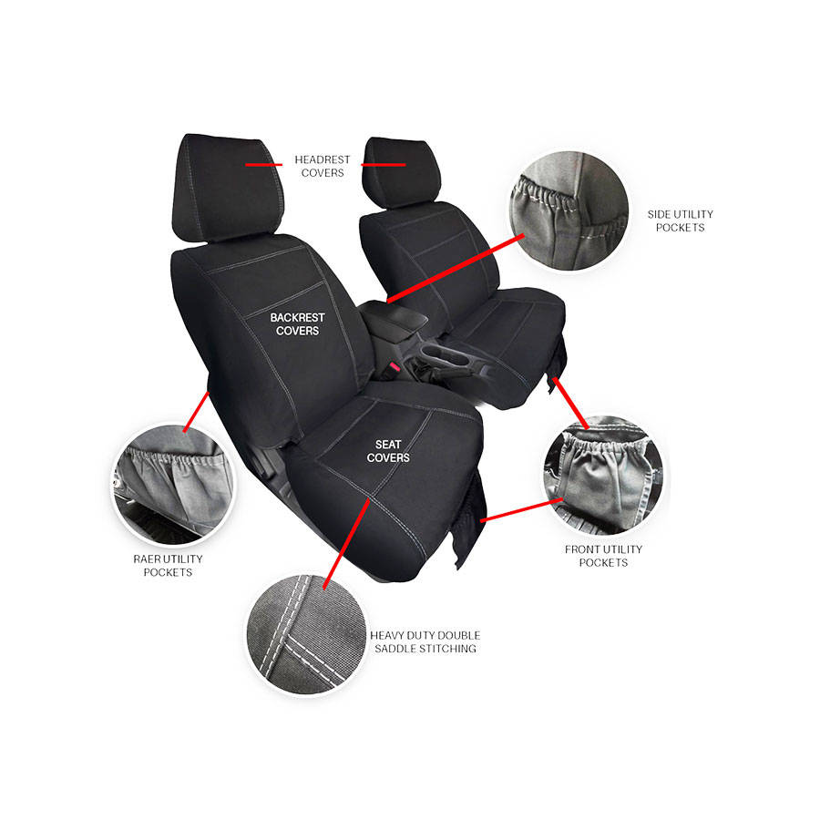 Rugged 6pc Seat Cover Set for Isuzu D-Max/KB 2014-2022 (Front Seats)