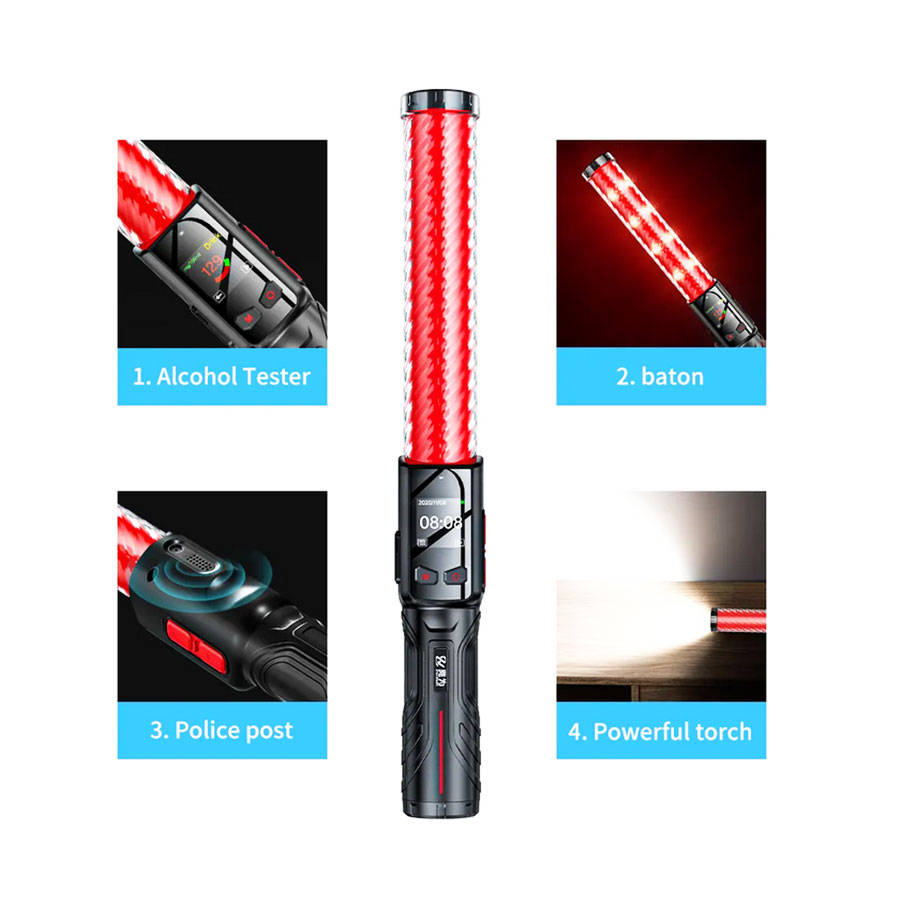 Lightweight Alcohol Breathalyzer with Red LED Warning Lights