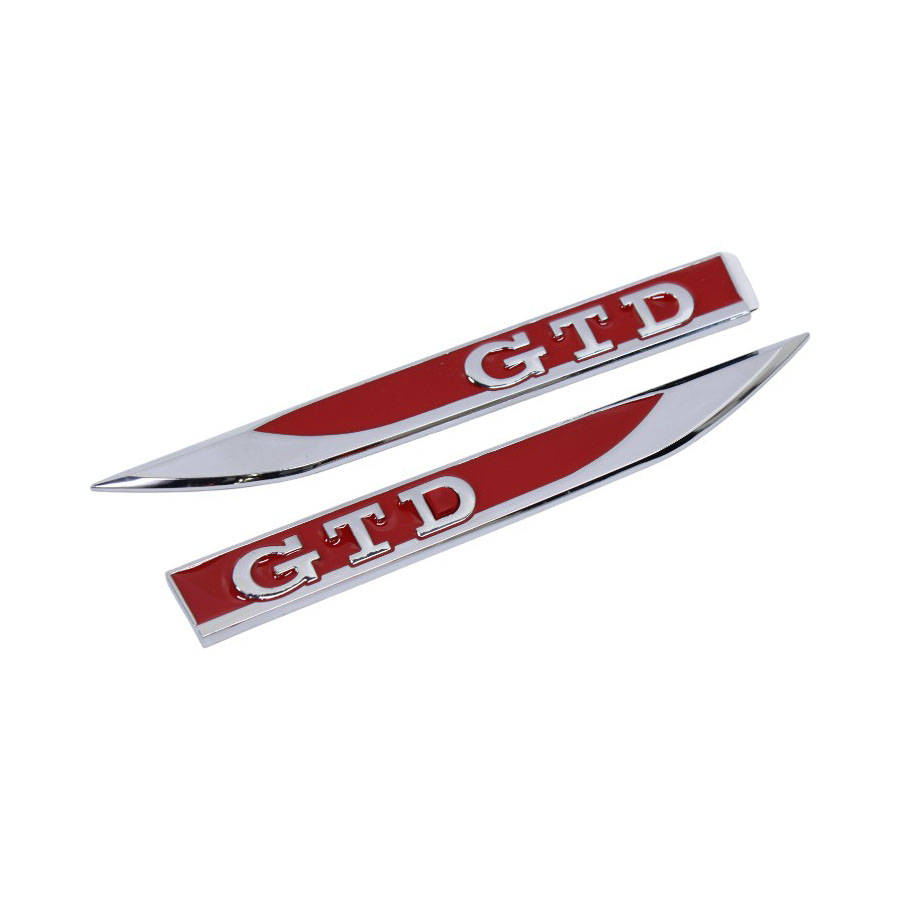 GTi Fender Badges - Chrome &amp; Red (14x1.5cm)