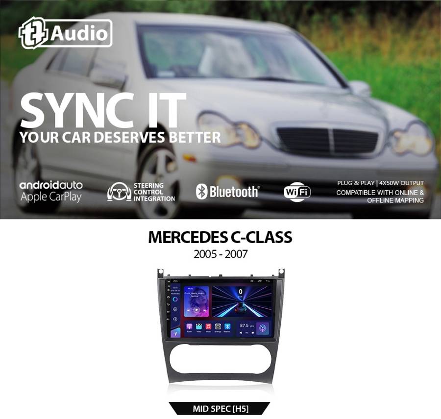 TT Audio 9" replacement radio for MERCEDES C-Class (W203) 2005 - 2007 (MID SPEC)