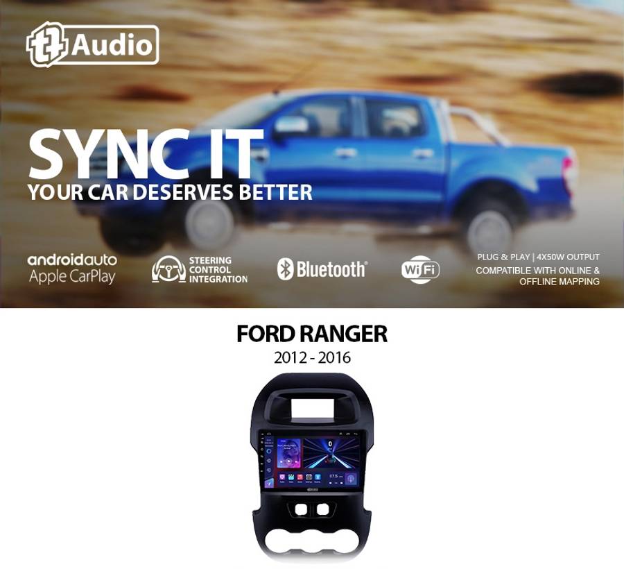 TT Audio 9" replacement radio for FORD Ranger 2012-2016 (Mid Spec)