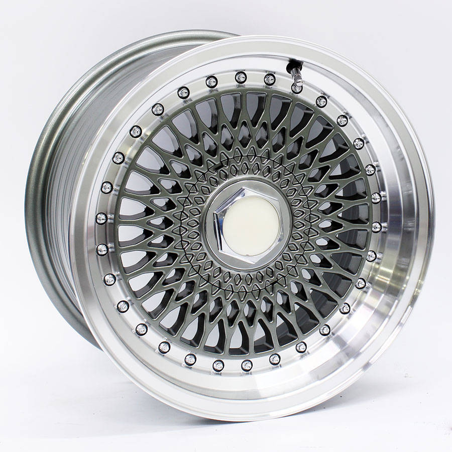 15" M7517 4/100 &amp; 4/108 Gunmetal Machine Lip Alloy Wheels