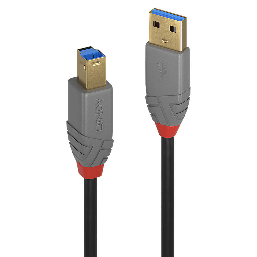 Lindy - 5M Usb3.0 Am-Bm Black Cable Anthra (36744) - Lindy - 5M Usb3.0 Am-Bm Black Cable Anthra (...