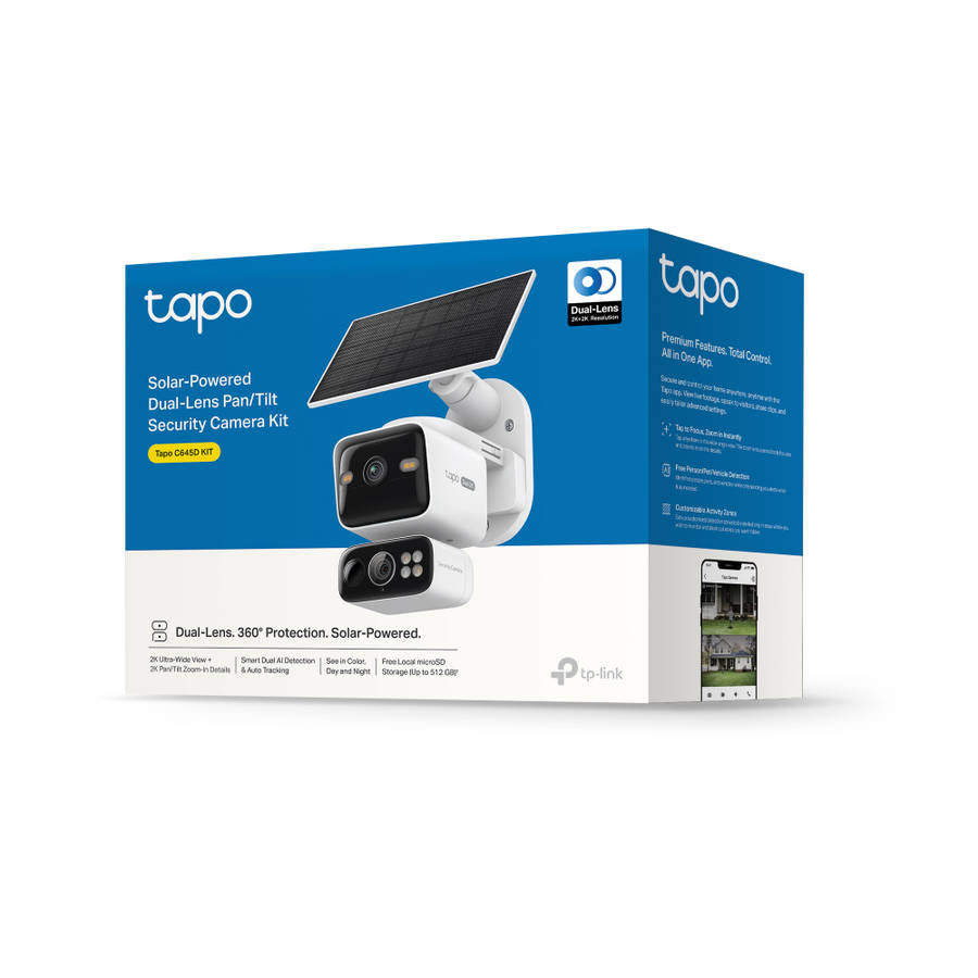 TP-Link TAPO - Tp-Link - TAPO - C645D Kit Solar-Powered 2K 3MP Dual-Lens Pan/Tilt Security Camera...