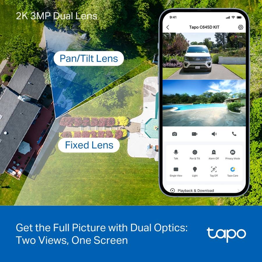 TP-Link TAPO - Tp-Link - TAPO - C645D Kit Solar-Powered 2K 3MP Dual-Lens Pan/Tilt Security Camera...