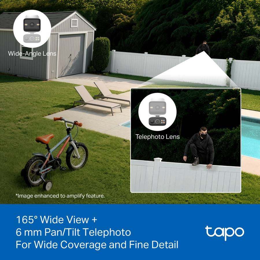 TP-Link TAPO - Tp-Link - TAPO - C645D Kit Solar-Powered 2K 3MP Dual-Lens Pan/Tilt Security Camera...