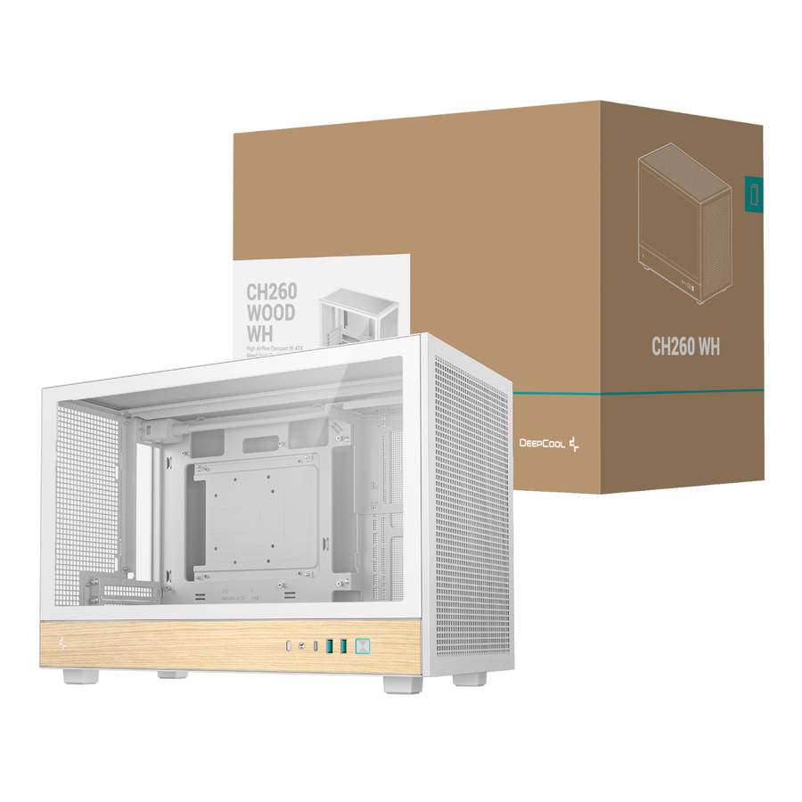 DEEPCOOL - CH260 Wood mATX Gaming Chassis White - DEEPCOOL - CH260 Wood mATX Gaming Chassis White