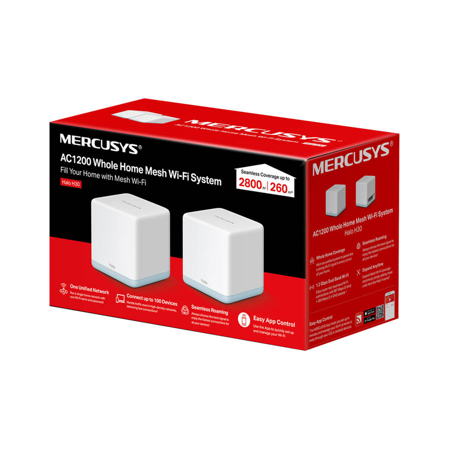 Mercusys - Halo H30(2-pack) AC1200 Whole Home Mesh Wi-Fi System - Mercusys - Halo H30(2-pack) AC1...