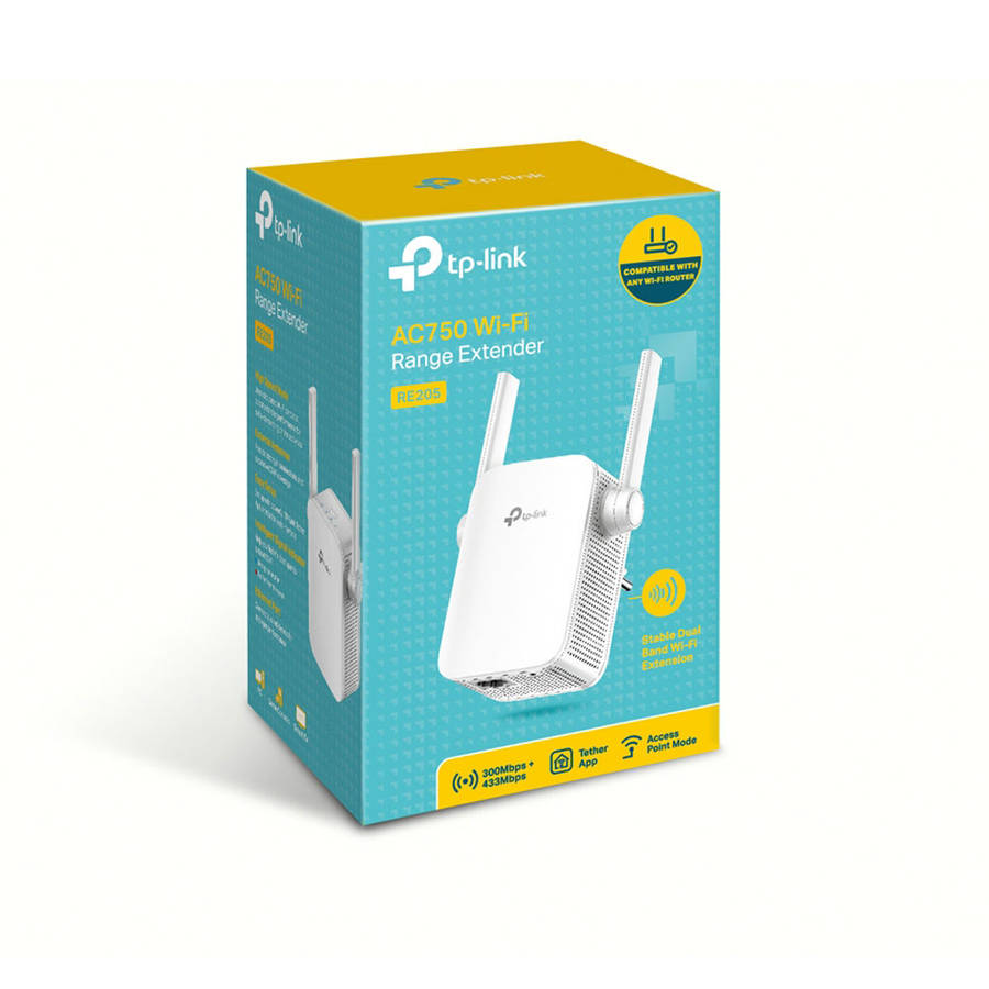 Tp-Link - RE205 AC750 Wi-Fi Range Extender - White - Tp-Link - RE205 AC750 Wi-Fi Range Extender -...