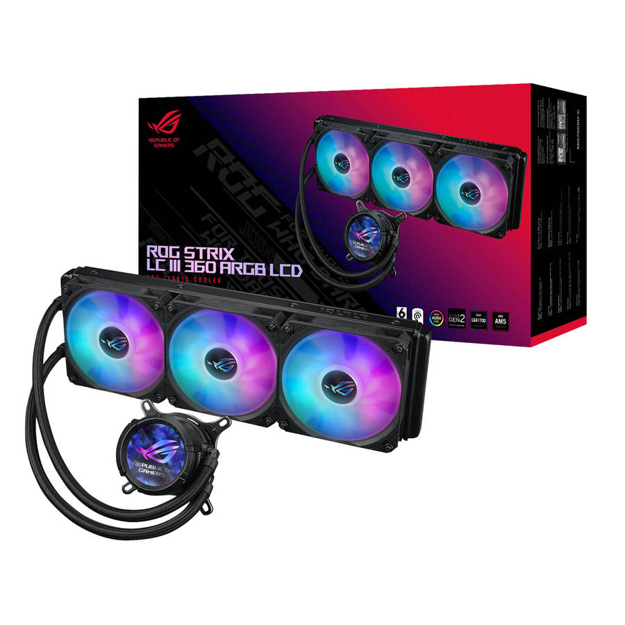 Asus - ROG Strix LC III 360 ARGB LCD All-in-one CPU Liquid Cooler - Black - Asus - ROG Strix LC I...