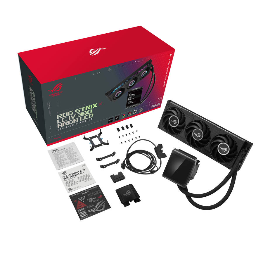 Asus - Rog Strix Lc Iv 360 ARGB LCD Liquid Cooler - Black - Asus - Rog Strix Lc Iv 360 ARGB LCD L...