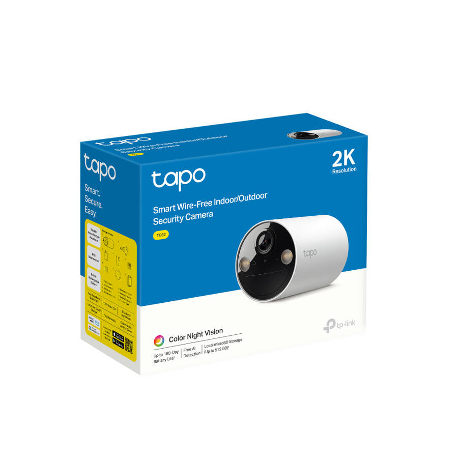 Tp-Link - Tapo Tc82 3MP Smart Wire-Free Indoor/Outdoor Security Camera With Colour Night Vision -...