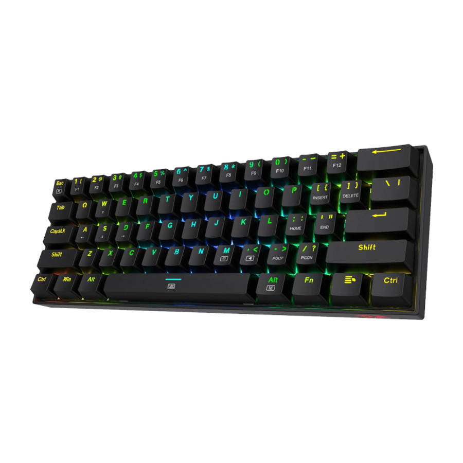 Redragon - Dragonborn Wired Mechanical Keyboard RGB 61 Key Design - Black - Redragon - Dragonborn...