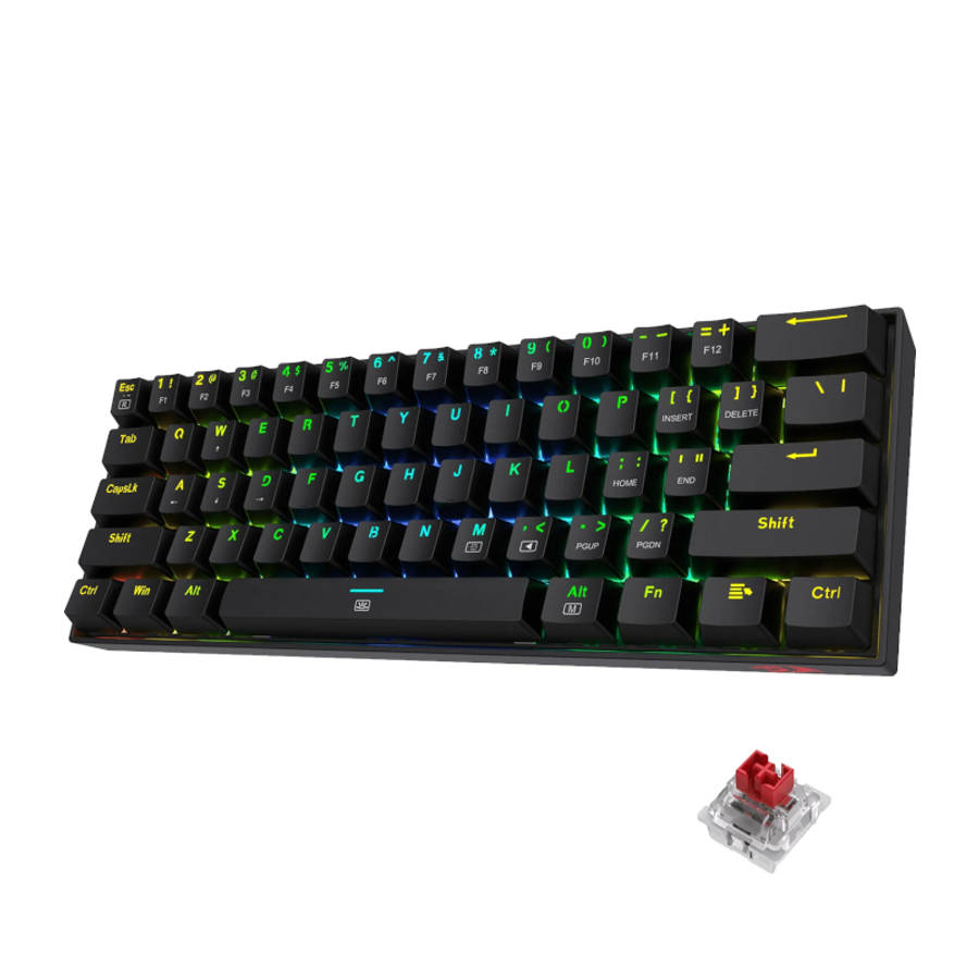 Redragon - Dragonborn Wired Mechanical Keyboard RGB 61 Key Design - Black - Redragon - Dragonborn...