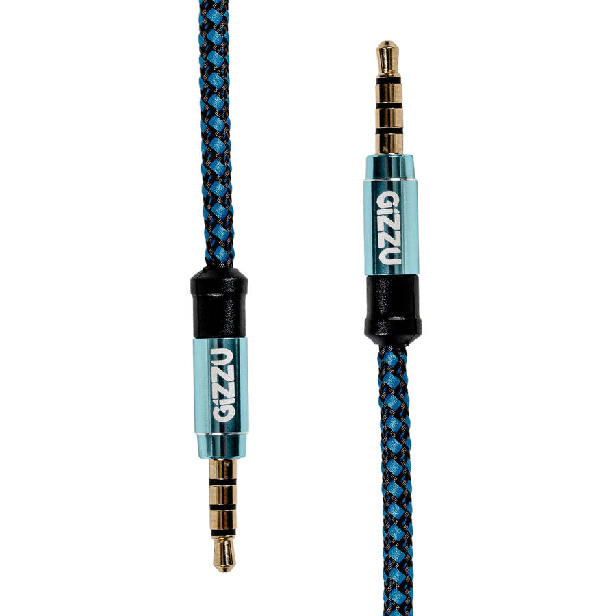 Gizzu - 3.5mm AUX Cable 1.5m - Black/Blue - Gizzu - 3.5mm AUX Cable 1.5m - Black/Blue