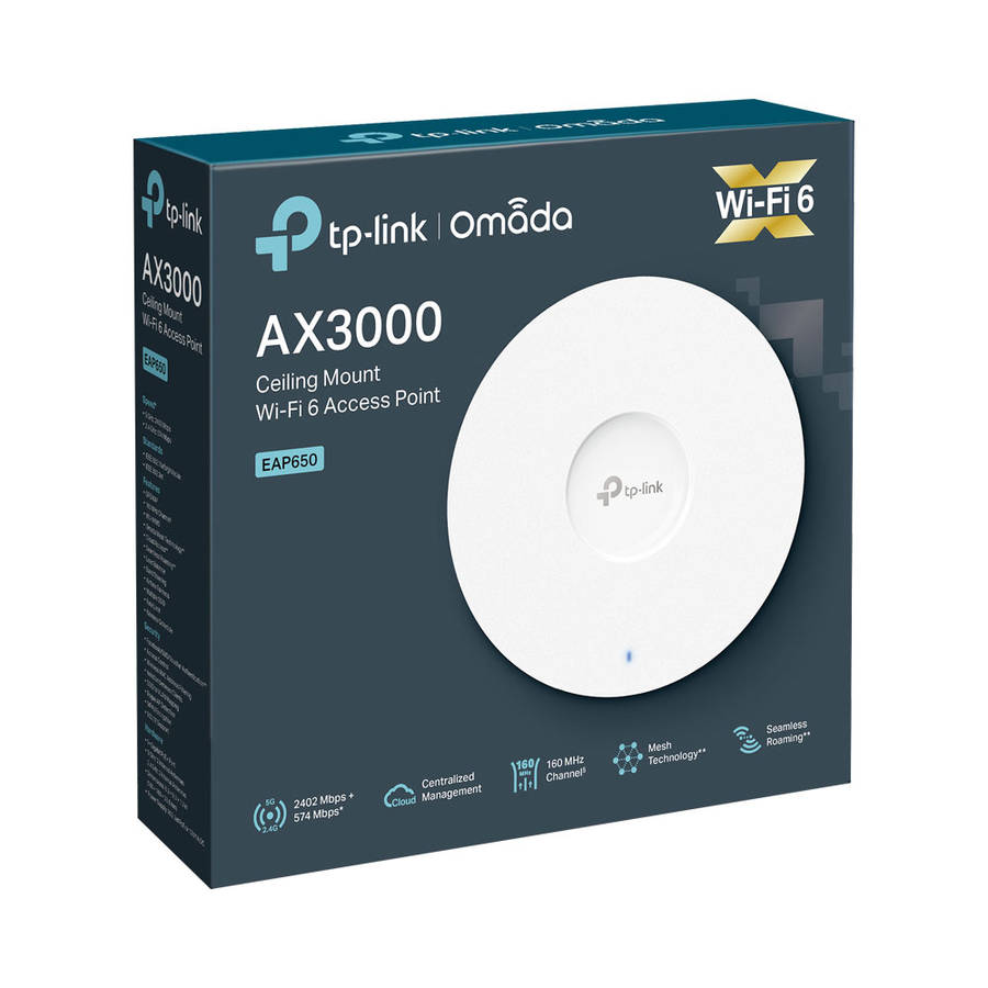 Tp-Link - EAP653 AX3000 WiFi 6 Ceiling Access Point Ultra-Fast Speeds, PoE+ - Tp-Link - EAP653 AX...