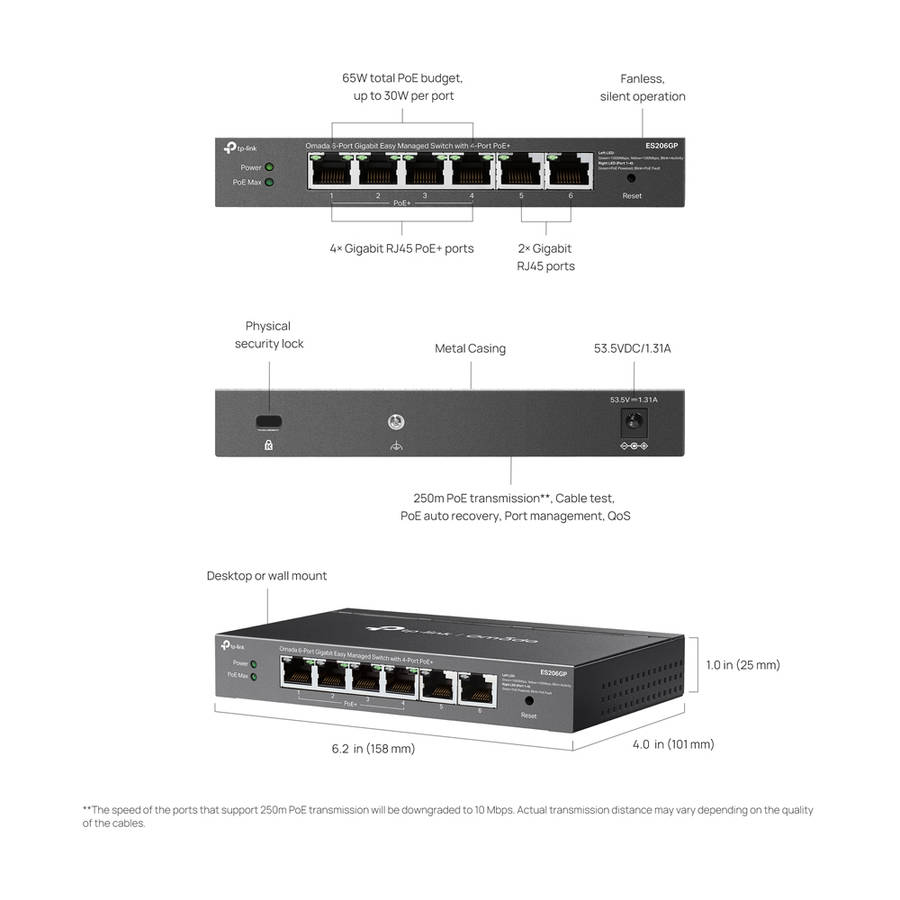 Tp-Link - Omada 6P 1Gb Managed 4P PoE Switch - Tp-Link - Omada 6P 1Gb Managed 4P PoE Switch
