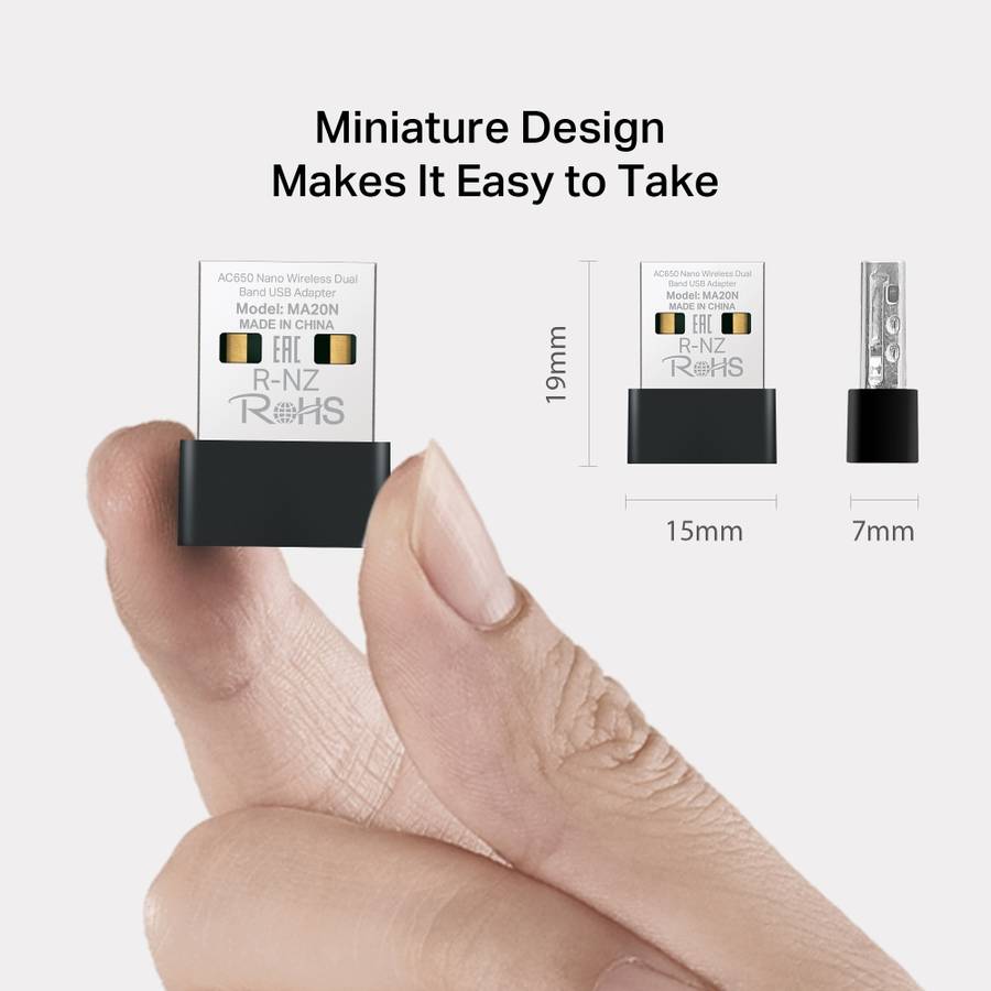 Mercusys - MA20N AC650 Nano Wireless Dual Band USB Adapter - Mercusys - MA20N AC650 Nano Wireless...