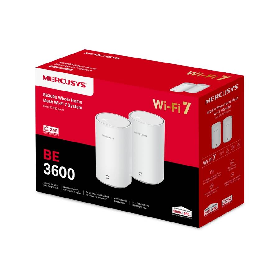 Mercusys - E27Be Be3600 Whole-Home Mesh Wi-Fi 7 System (2-Pack) - Mercusys - E27Be Be3600 Whole-H...