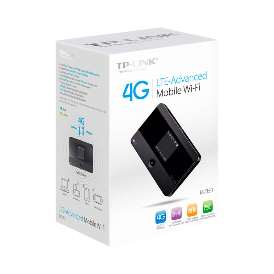 Tp-Link - M7350 4G LTE Mobile Wi-Fi Hotspot Router with Screen Display - Tp-Link - M7350 4G LTE M...