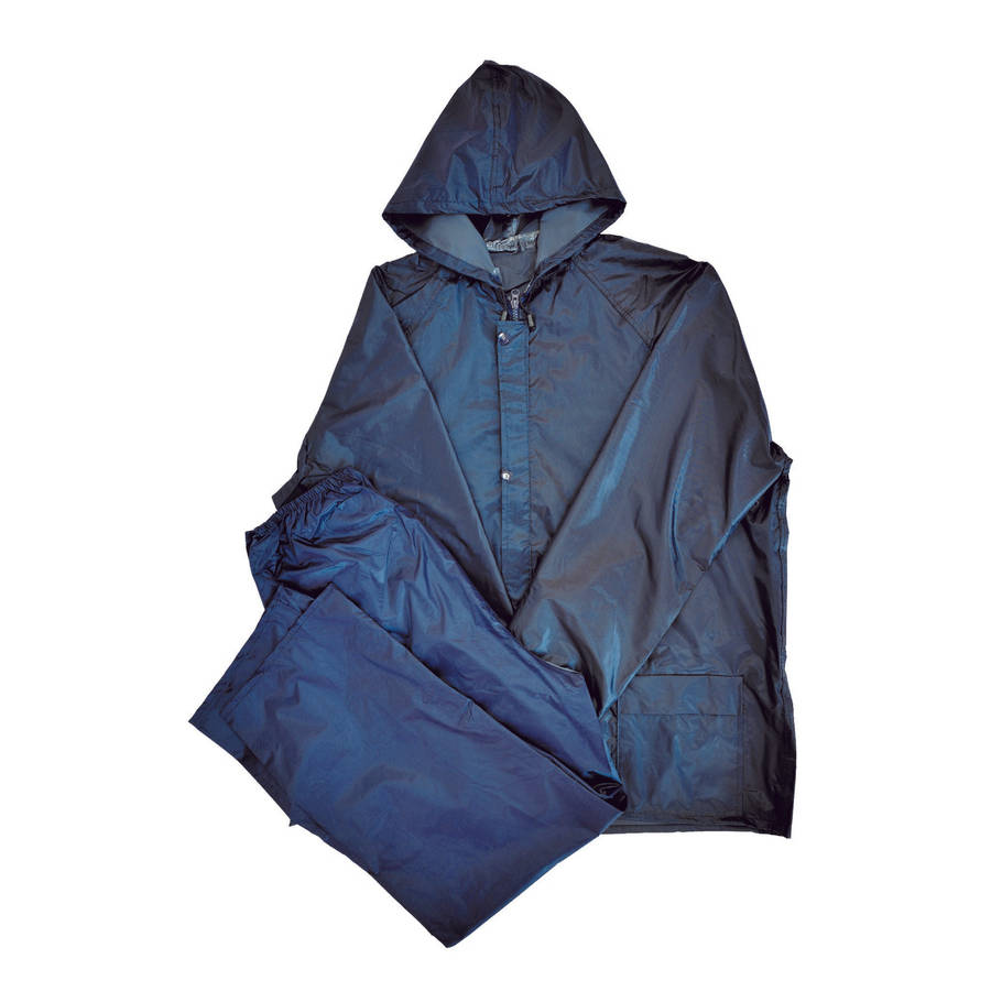 Navy Two Piece Rubberised Rain Suit - 5XL - Navy Two Piece Rubberised Rain Suit - 5XL