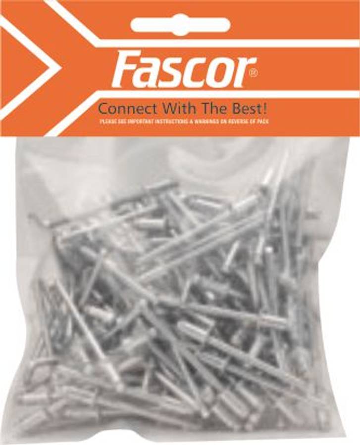 Fascor - 100Pcs Blind Aluminium Pop Rivets - 3.2x10mm - Fascor - 100Pcs Blind Aluminium Pop Rivet...