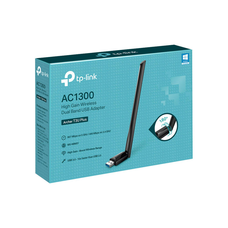 Tp-Link - Archer T3U Plus AC1300 High Gain Wireless Dual-Band USB Adapter - Tp-Link - Archer T3U ...