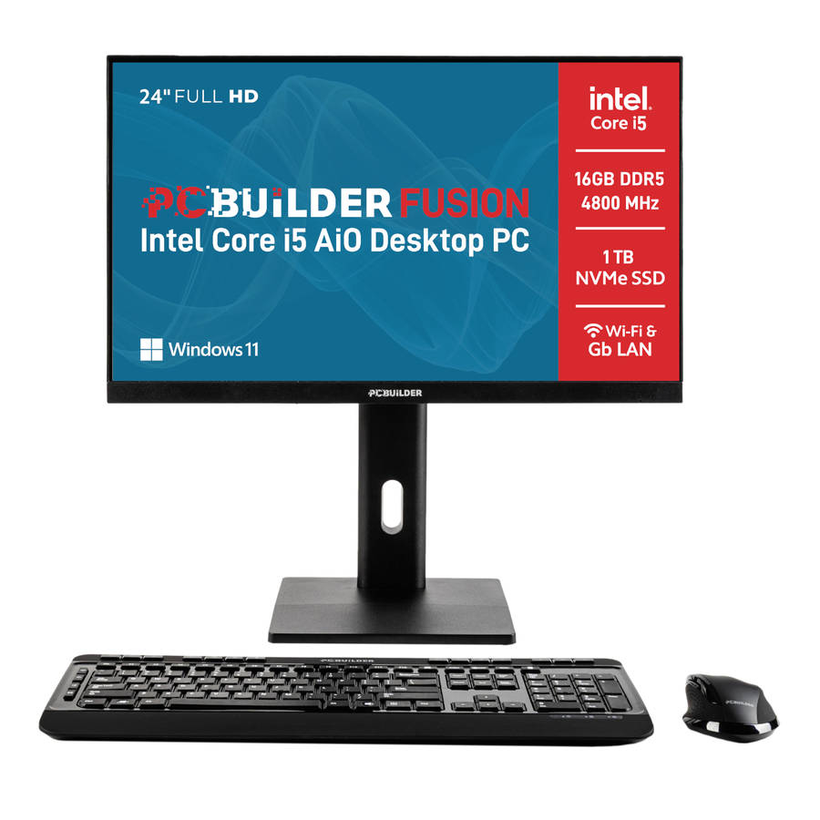 PCBuilder - Fusion 24" Intel Core i5-12400 16GB DDR5 1TB Windows 11 AiO Desktop PC - PCBuilder - ...