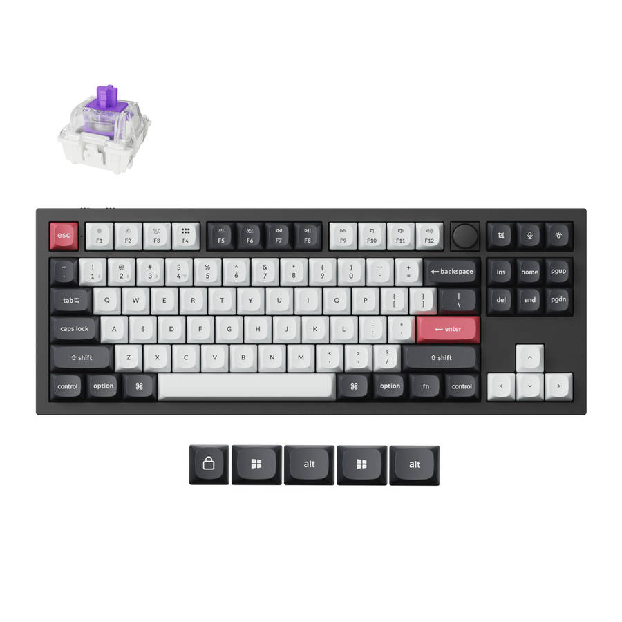 Keychron - Q3 HE QMK 80% Wireless Custom Mechanical Keyboard (Nebula Switch)  Carbon Black - K...